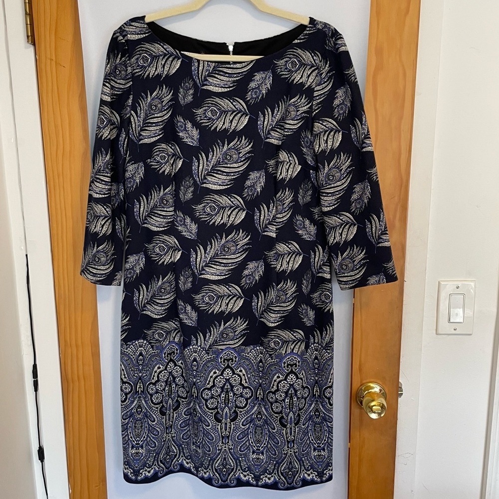 MAGGY LONDON - Navy Feather Work Dress